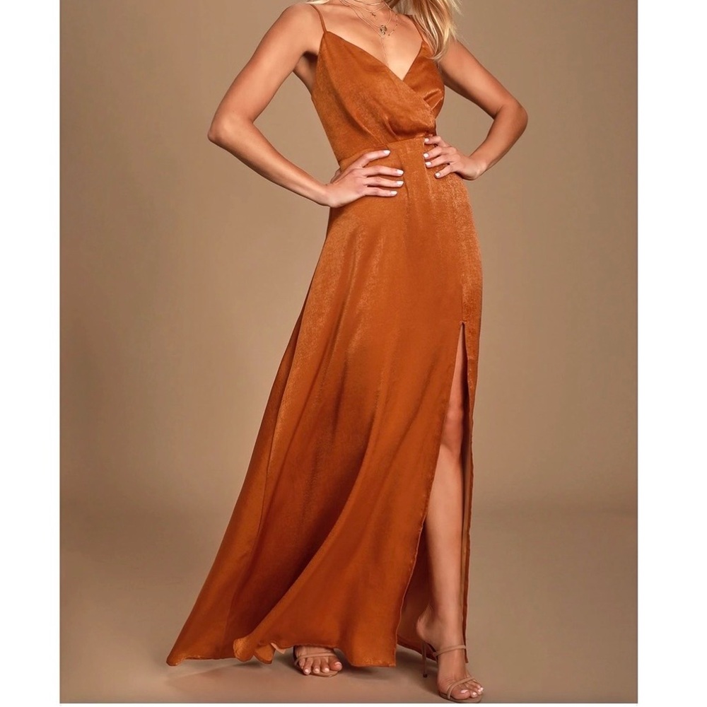 NWT Lulus Constantine Satin Maxi Dress Women’s Sz XL